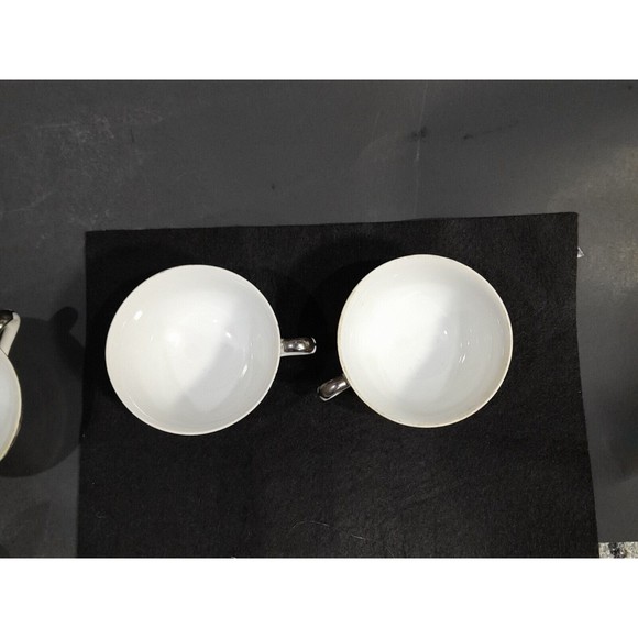 Vintage Hayasi Kutani Metallic Silver Mt Fuji Footbridge Teacups , Set of 7 - Picture 7 of 9